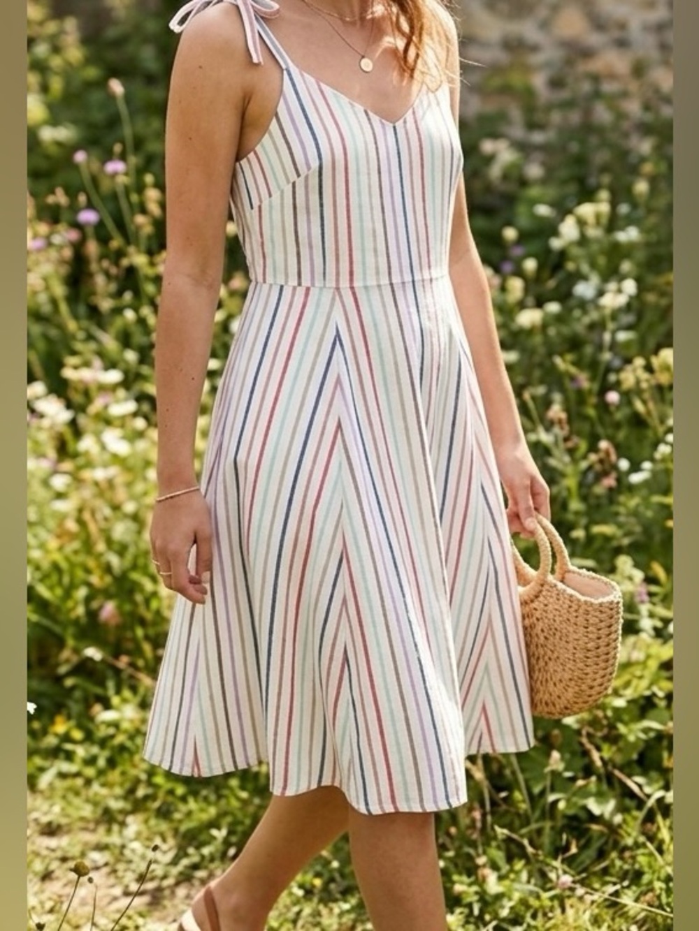 GAP Women Striped Tie-Shoulder Sundress